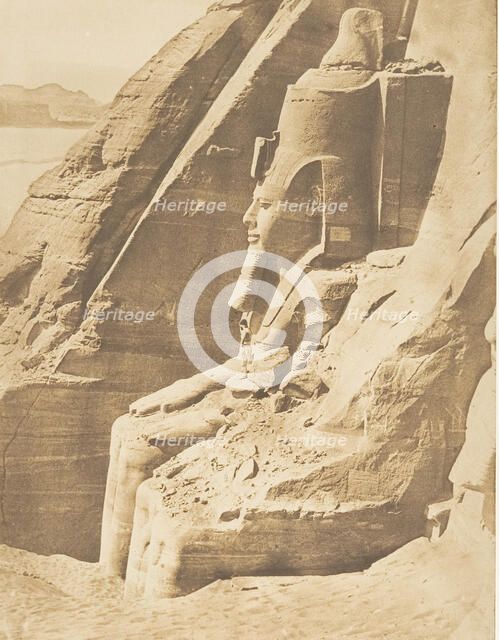 Profil du Colosse oriental du Spéos de Phré, à Abousembil (Portrait de Rhamsès-l..., March 29, 1850. Creator: Maxime du Camp.