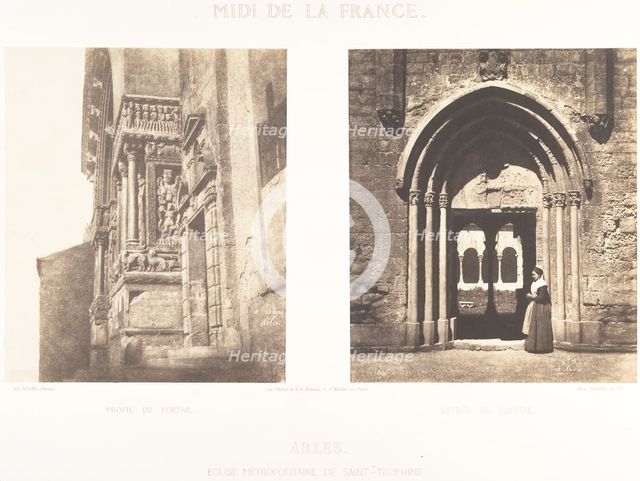 Profil du Portail; Entrée Du Cloitre, Arles, Eglise Metropolitaine de Saint-Trophime, 1852. Creator: Charles Nègre.