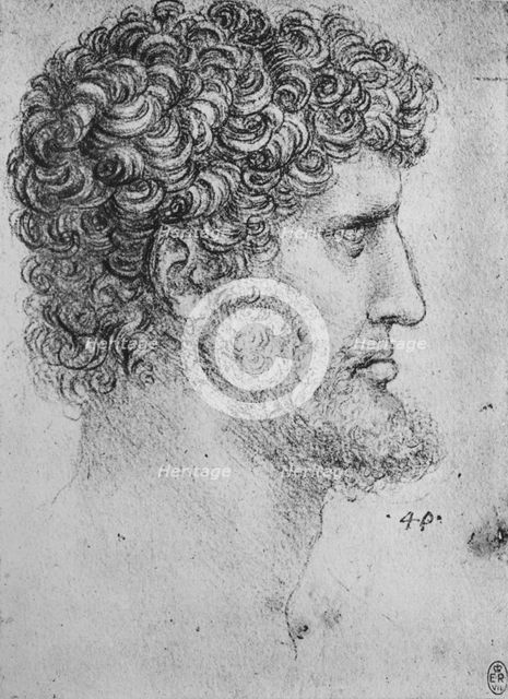 'Profile to the Right of an Bearded Man', c1480 (1945). Artist: Leonardo da Vinci.