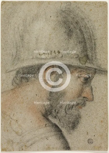 Profile Head of a Soldier with Helmet, 1588/96. Creator: Gabriele Caliari.
