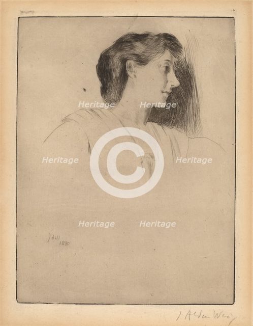 Profile Head of a Woman, 1890. Creator: Julian Alden Weir.