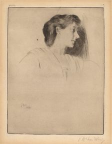 Profile Head of a Woman, 1890. Creator: Julian Alden Weir