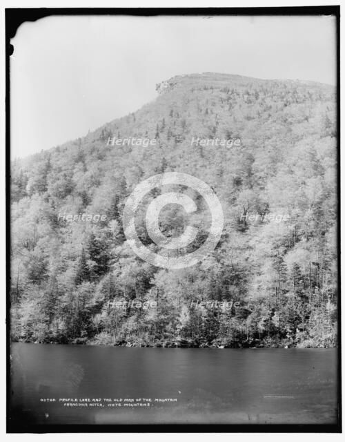 Profile Lake and the Old Man of the Mountain, Franconia Notch, White Mountains, c1890-1901. Creator: Unknown.