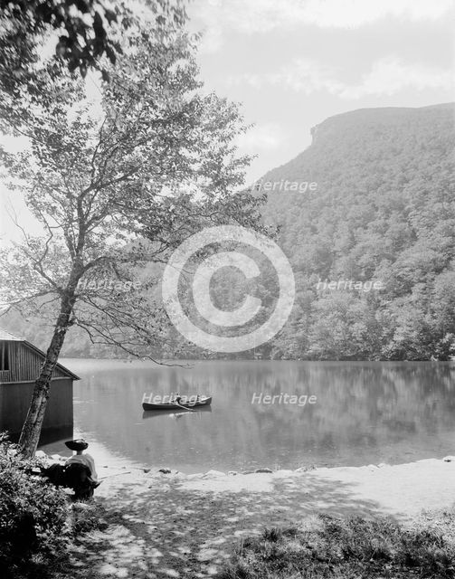 Profile Lake and Old Man of the Mountain, White Mts., N.H., between 1900 and 1920. Creator: Unknown.