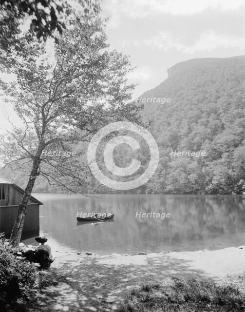 Profile Lake and Old Man of the Mountain, White Mts., N.H., between 1900 and 1920. Creator: Unknown.