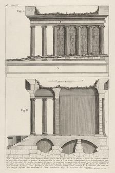 Profile of the Temple of Fortuna Virilis (Profilo del Tempio della Fortuna Virile), and se..., 1756. Creator: Giovanni Battista Piranesi