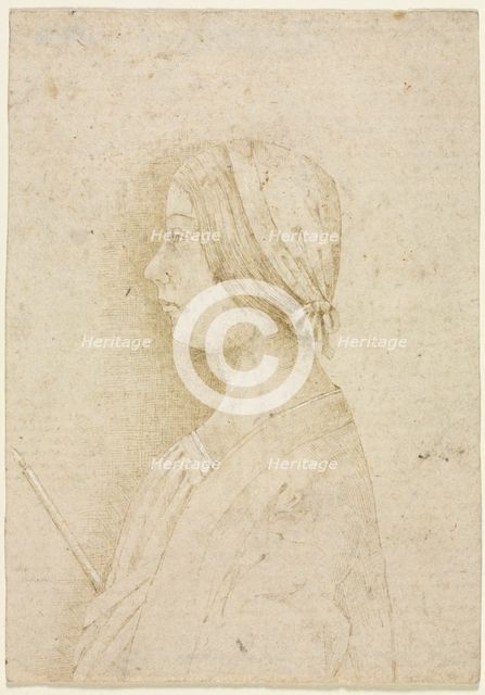 Profile of a Girl Holding a Candle, 1400s. Creator: Unknown.