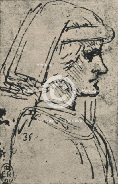 'Profile of a Young Man Wearing a Chaperon', c1480 (1945). Artist: Leonardo da Vinci.