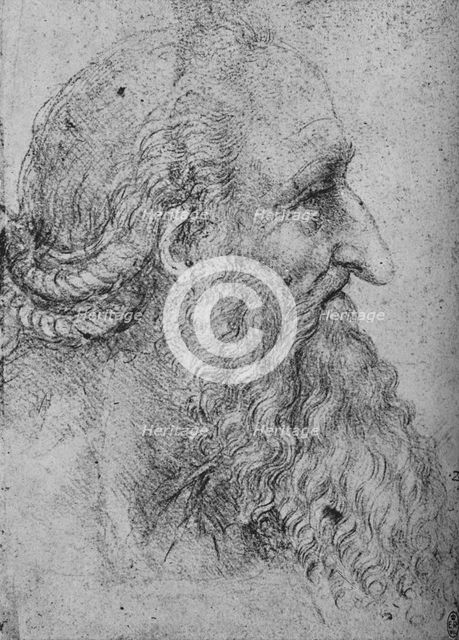 'Profile of an Old, Bearded Man to the Right', c1480 (1945). Artist: Leonardo da Vinci.