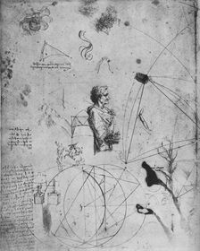 Profile of an Old Man, Plants, Geometrical Figures, Etc. c1480 (1945). Artist: Leonardo da Vinci