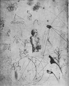 Profile of an Old Man, Plants, Geometrical Figures, Etc. c1480 (1945). Artist: Leonardo da Vinci
