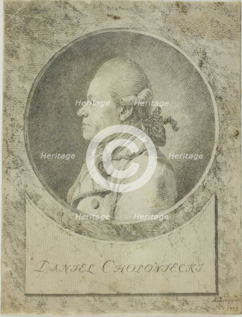 Profile of Daniel Chodowiecki, 1773. Creator: Adrian Zingg.