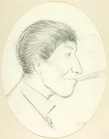 Profile of Man Smoking Cigar, 1889. Creator: Philip William May