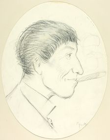 Profile of Man Smoking Cigar, 1889. Creator: Philip William May