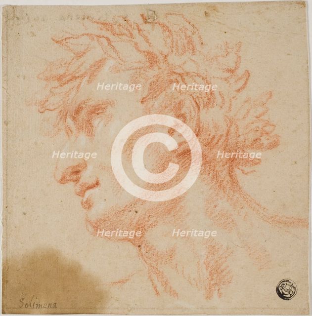 Profile of Male Head, Crowned with Laurel Leaves, n.d. Creator: Francesco Solimena.