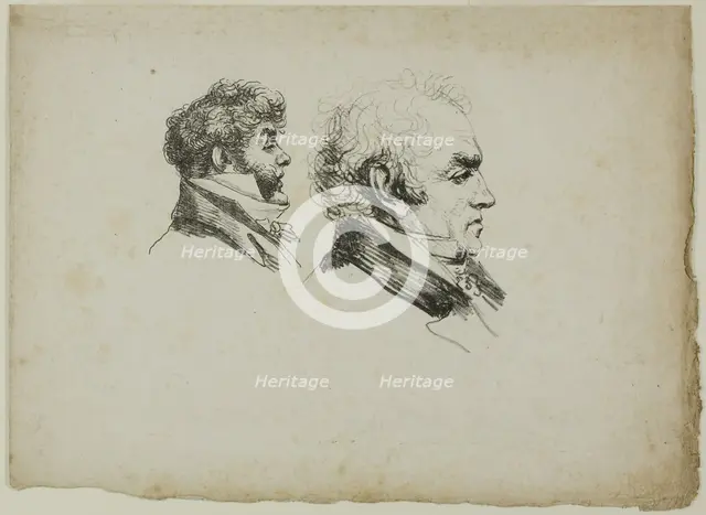 Profile Portrait of the Printers Brunet and Lasteyrie, 1816. Creator: Vivant Denon.