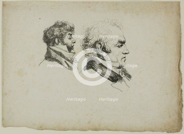Profile Portrait of the Printers Brunet and Lasteyrie, 1816. Creator: Vivant Denon.