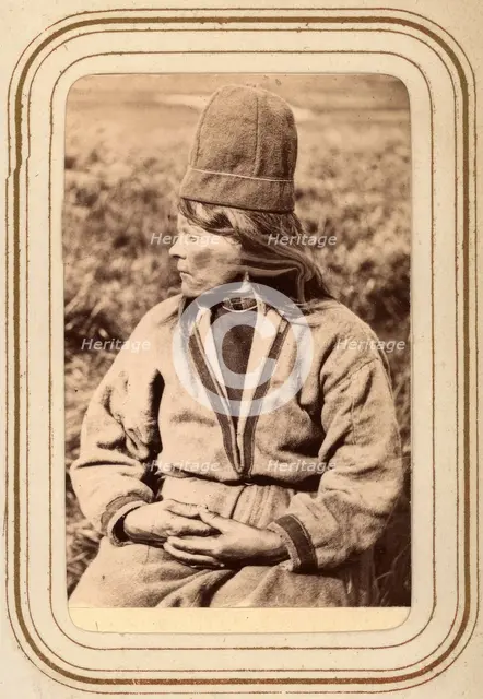 Profile portrait of the widow Ristin Menlös b. Pantsi, 44 years old, Tuorpon Sami village, 1868. Creator: Lotten von Duben.