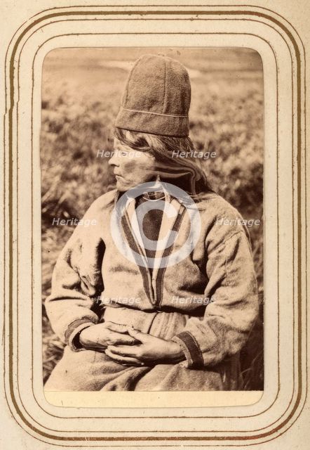 Profile portrait of the widow Ristin Menlös b. Pantsi, 44 years old, Tuorpon Sami village, 1868. Creator: Lotten von Duben.