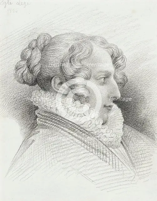 Profile Portrait of Mlle. Eglé Legé, 1824. Creator: Eugene Deveria.