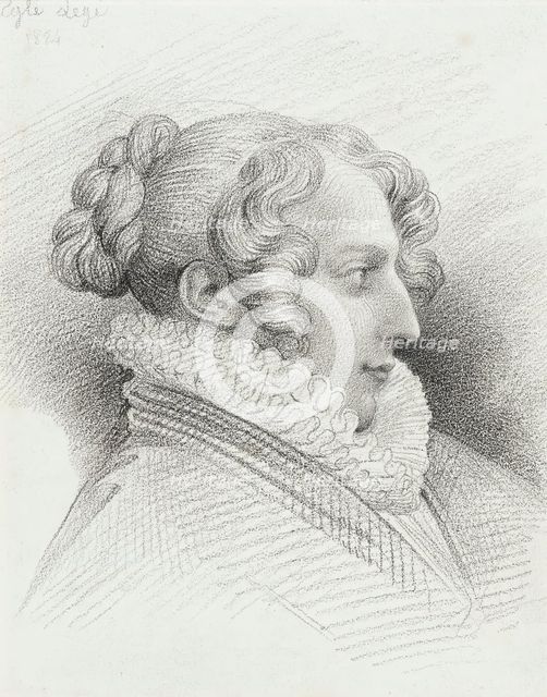 Profile Portrait of Mlle. Eglé Legé, 1824. Creator: Eugene Deveria.