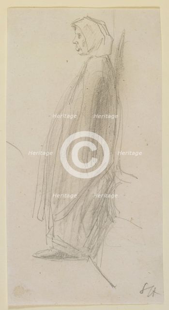 Profile sketch of an old woman standing, 1858. Creator: James Abbott McNeill Whistler.