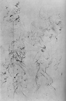 Profiles of Men and Half-Length of a Girl c1490 (1945). Artist: Leonardo da Vinci