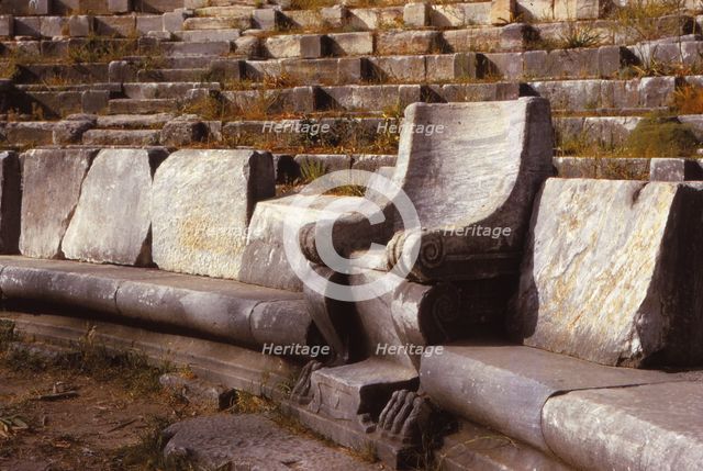 Prohedriai in the Greek Theatre of Priene, Turkey, 20th century. Artist: Unknown.