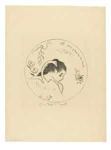 Projet d’assiette (Leda) (Design for a Plate [Leda]), frontispiece fro..., 1889, printed after 1911. Creator: Paul Gauguin