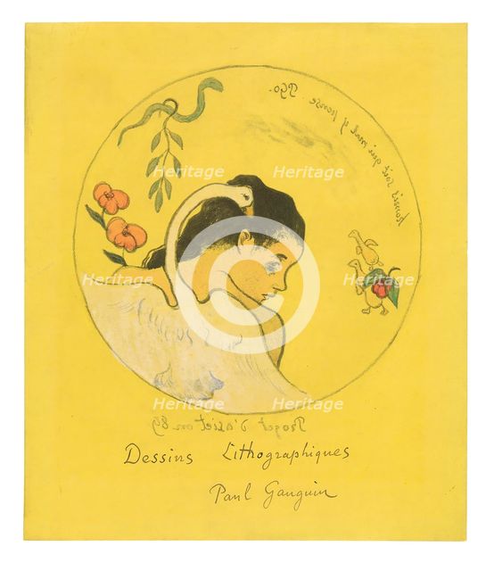 Projet d’assiette (Leda) (Design for a Plate [Leda]), frontispiece from the Volpini Suite, 1889. Creator: Paul Gauguin.