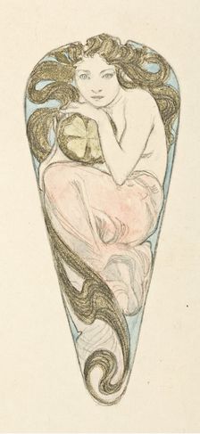 Projet de miniature pour pendentif d'une grande agrafe de corsage, c. 1900. Creator: Mucha, Alfons Marie (1860-1939)