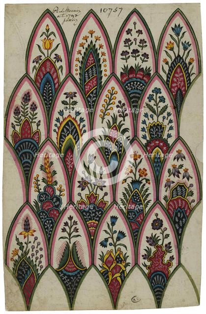 Projet de motifs d'indiennes, 1793. Creator: Lemeunnié, Louis-Philippe (1778-?).