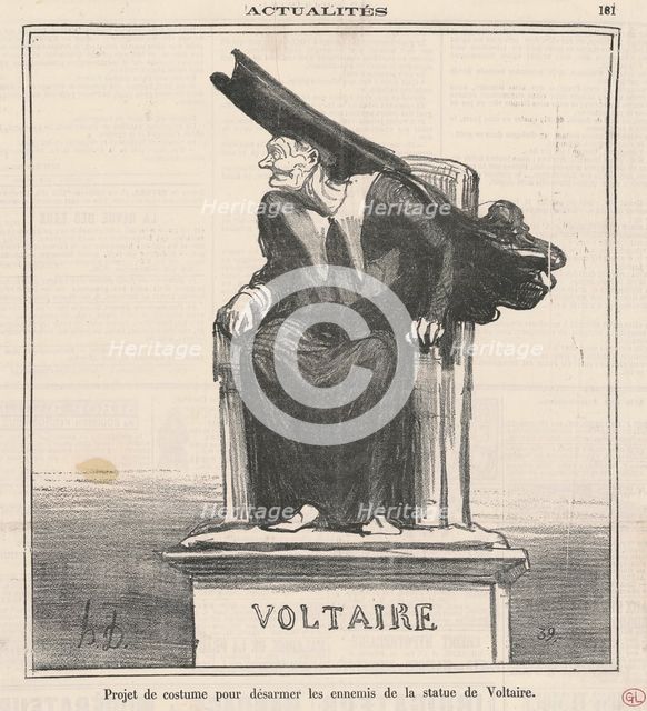 Projet ... Pour désarmer les ennemis de ... Voltaire, 19th century. Creator: Honore Daumier.