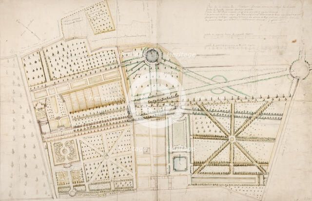 Project to redesign the garden for Mr. Brunet and Pidou at Brunoy, 1687. Creator: Andre Le Notre.