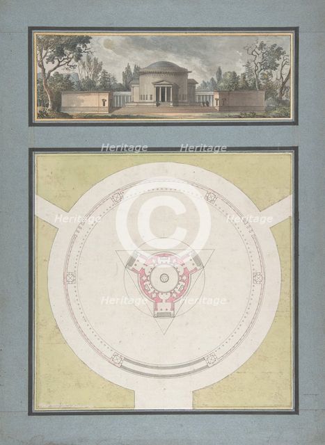 Project for a Temple Dedicated to the Trinity, Elevation and Plan, ca. 1783. Creator: Jean Nicolas Sobre.