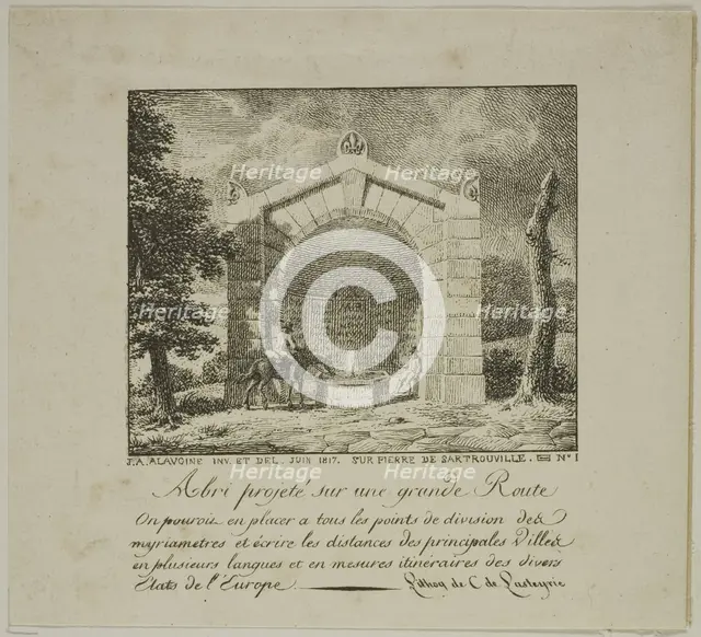 Project for a Shelter Along a Highway, June 1817. Creator: Jean-Antoine Alavoine.