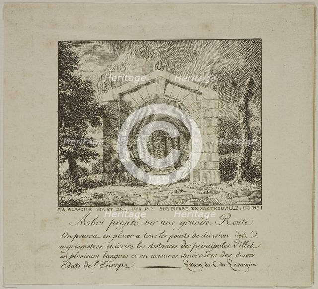 Project for a Shelter Along a Highway, June 1817. Creator: Jean-Antoine Alavoine.