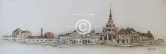 Project for the Moscow Kazanskaya railway station, 1915.