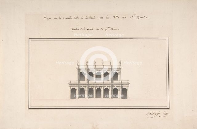 Project for the New Theater at St. Quentin (Aisne) - Elevation, ca. 1841. Creators: Emile-Jacques Gilbert, Louis Baptiste Gilbert.