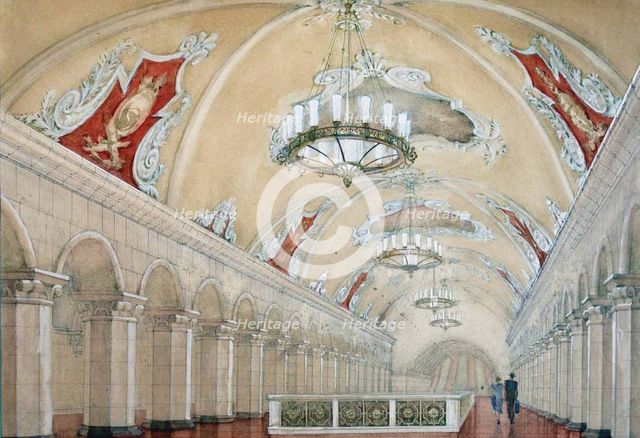 Project for the Komsomolskaya Metro station, 1949.