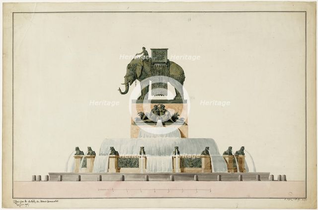 Project of the Elephant Fountain at the Place de la Bastille, ca 1809-1819.