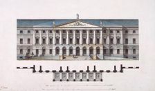 Project of Smolny Institute. The Main Facade and the Ground Floor Plan, 1806-1808. Artist: Quarenghi, Giacomo Antonio Domenico (1744-1817)