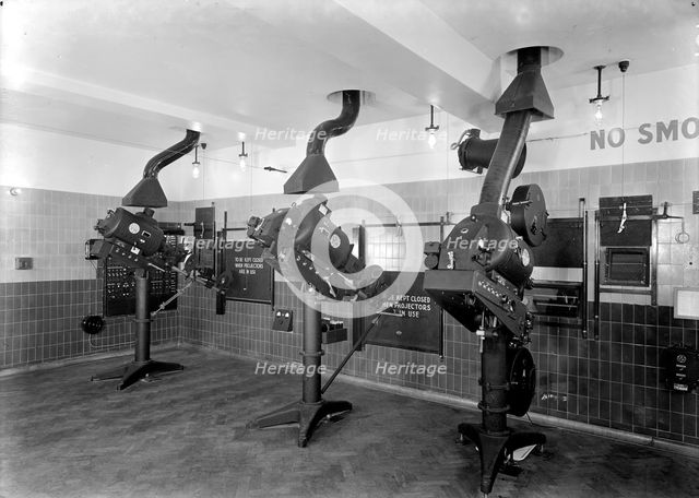 Projection box at the Odeon, Leicester Square, London, 1937. Artist: J Maltby