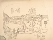 Proof Line-Block Print for Fan, 19th century. Creator: Sadahide Utagawa