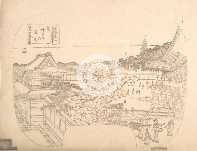 Proof Line-Block Print for Fan, 19th century. Creator: Sadahide Utagawa.