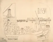 Proof Line-Block Print for Fan, 19th century. Creator: Sadahide Utagawa