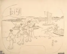 Proof Line-Block Print for Fan, 19th century. Creator: Sadahide Utagawa