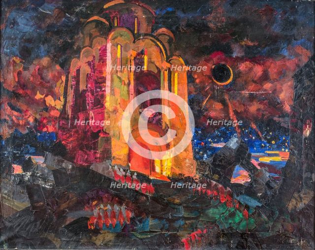 Prologue. Stage design for the opera Prince Igor by A. Borodin, 1934. Creator: Fyodor Fyodorovsky.