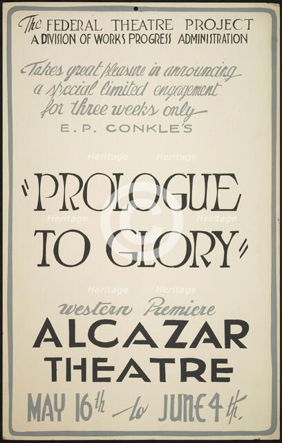 Prologue to Glory, San Francisco, 1938. Creator: Unknown.