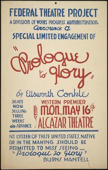 Prologue to Glory, San Francisco, 1938. Creator: Unknown